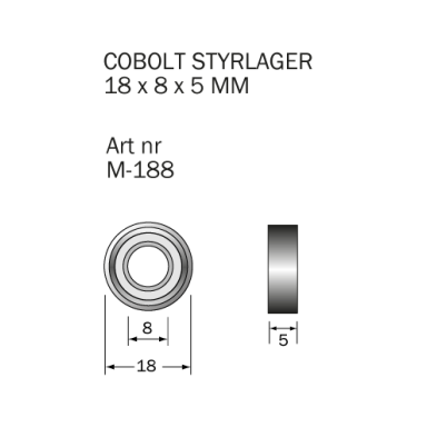 Cobolt M-188 Kugleleje 18 x 8 x 5 mm