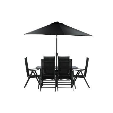 Venture Home Brekki 2051-408 Matgrupp bord, stolar, parasoll, svart
