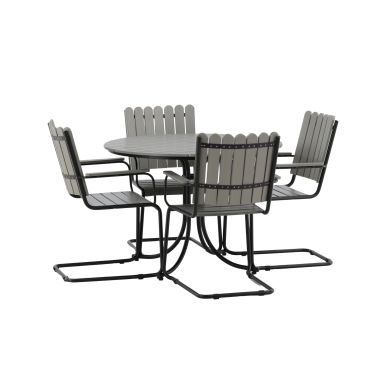 Venture Home Holmsund 9278-408 Matgrupp bord, stolar, grå/svart