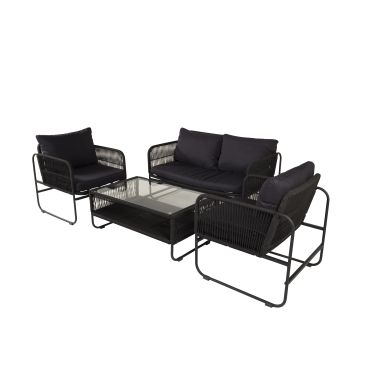 Venture Home Utah 1383-022 Loungeset bord, soffa, fåtöljer, svart