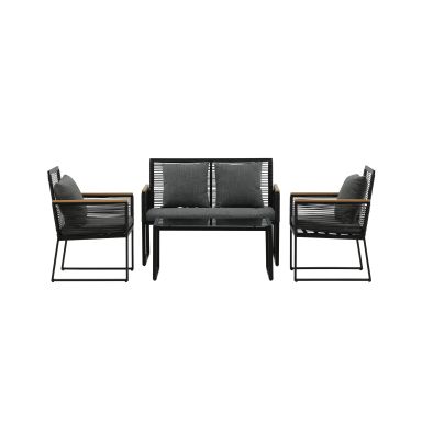 Venture Home Dallas 1521-2048 Loungeset soffa, bord, fåtöljer, grått/svart