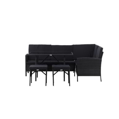 Venture Home Knock 2046-201 Loungeset soffa, bord, pallar, svart