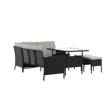 Venture Home Knock 2047-201 Loungeset soffa, bord, pallar, svart/grått