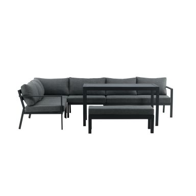Venture Home Ramos 2086-408 Loungeset soffa, bord, bänk, grått/svart