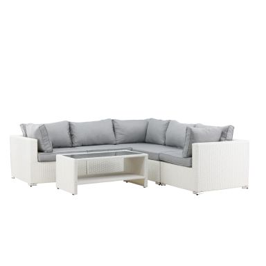 Venture Home Amazon 9140-010 Loungeset soffa, bord, vitt/grått