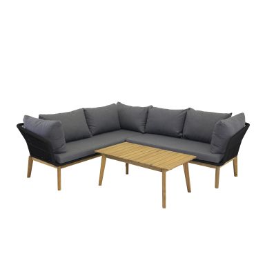 Venture Home Chania 9329-022 Loungeset soffa, bord, natur/svart