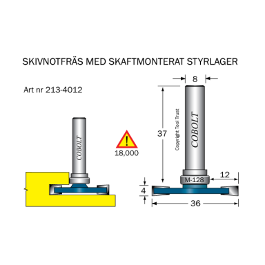Cobolt 213-4012 Skivenotfræser L=4 F=12 D=36 TL=46 S=8