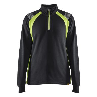 Blåkläder 340311589933XS Tröja svart/gul, halvzip