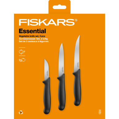 Fiskars Essential 1065584 Knivset grönsaksknivar, 3 delar