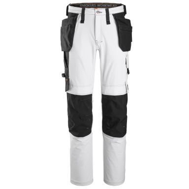 Snickers Workwear 6271 AllroundWork Håndværkerbukser Stretch, hvid/sort