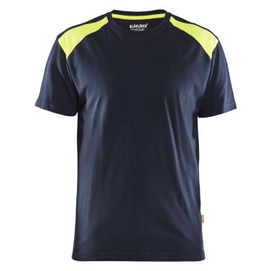 Blåkläder 337910428633XXXL T-skjorte varsler, marineblå/gul