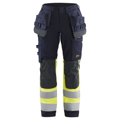 Blåkläder 718515128933C34 Arbeidsbukse varsel, marineblå/gul