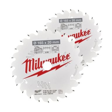 Milwaukee 4932492433 Pyörösahanterä 165x20 mm, 40T, 2 kpl