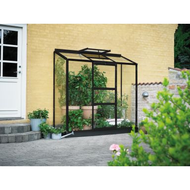 Halls Altan 3 + F06461 Drivhus med fundament, 1,3 m², svart