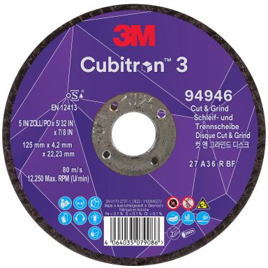 3M Cubitron 3 Kapskive 22,23 mm × 125 mm