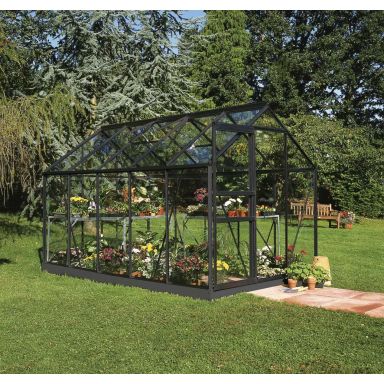 Halls Popular 106 + F08202 Växthus med fundament, 6,2 m², svart