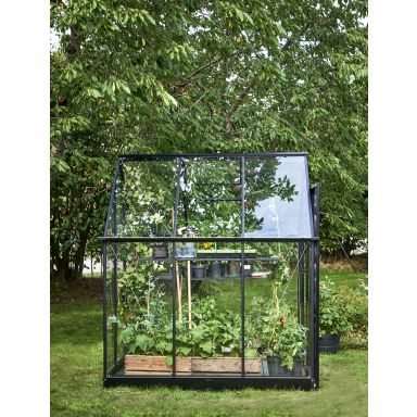 Halls Qube 66 + F06440 Drivhus med fundament, 3,9 m², svart