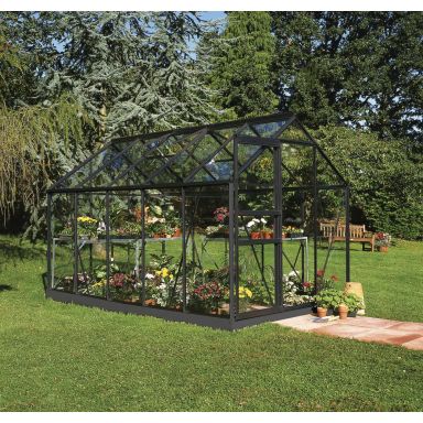 Halls Popular 106 + F08202 Drivhus med fundament, 6,2 m², svart