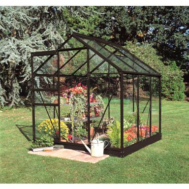 Halls Popular 66 + SO8171 Växthus med fundament, 3,8 m², svart