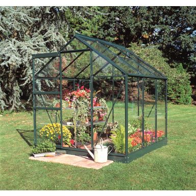 Halls Popular 66 + SO8171 Växthus med fundament, 3,8 m², grön/svart