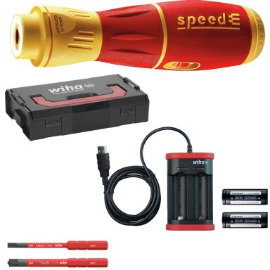 Wiha SpeedE II Bitsskruvmejsel med batteri och laddare