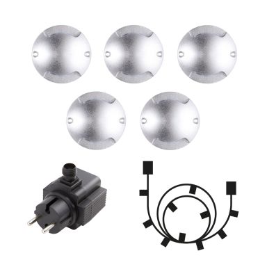 LightsOn Zenit Duo 5040 Terassivalaisin hopea, 40 lm, 5 kpl
