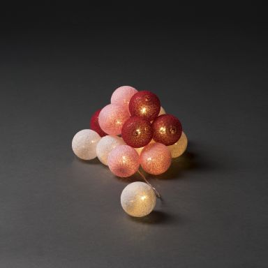 Konstsmide 3134-503 Ljusslinga garnbollar, vit/röd/rosa