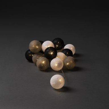 Konstsmide 3134-573 Ljusslinga garnbollar, vit/grå/svart