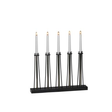 Konstsmide 3521-780TR Adventsljusstake 5 ljus, svart/mässing, 24V, IP20