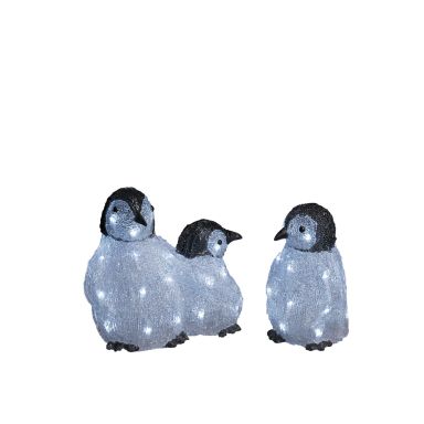 Konstsmide 6270-203 Dekorasjonsbelysning penguin familie, akryl, sett med 3, LED