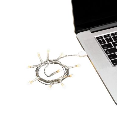 Konstsmide 1772-133 Mikrolyskæde frostet, USB, varm hvid, transparent kabel