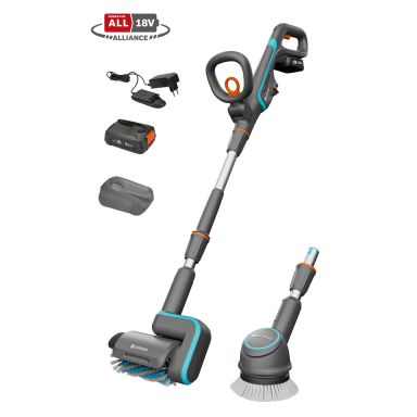 Gardena AquaBrush Set Terrasse-renser 2 forskellige børster, med batteri og oplader