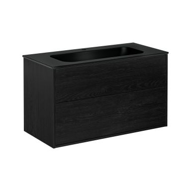 Gustavsberg Artic GB71ACVU10TK381 Kommodepakke svart askfinér/mattsvart, 100 cm, 1 blandebatterihull