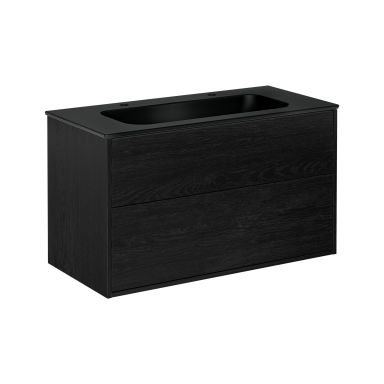 Gustavsberg Artic GB71ACVU10TK382 Kommodpaket svart askfaner/mattsvart, 100 cm, 2 blandarhål