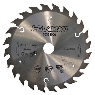 HiKOKI 60355006 Pyörösahanterä puulle ja alumiinille, 165 x 20 mm, 24T