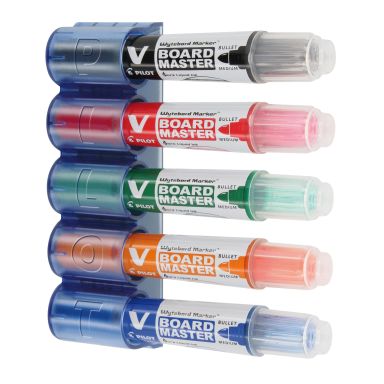 Pilot V Board Master Whiteboardmarkør med holder, 5-pak