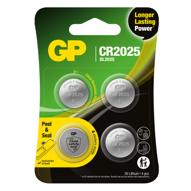 GP Batteries CR2025 Knapcelle lithium, 3 V, pakke med 4