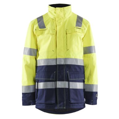 Blåkläder 446715143389XS Vinterparka advarselsfarve, gul/marineblå, flammehæmmende