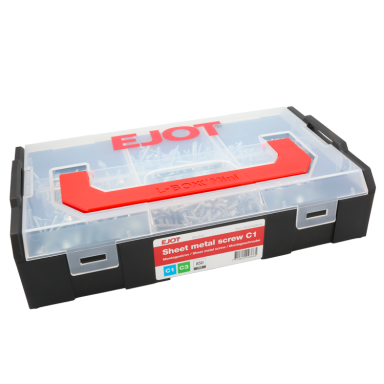 Ejot Minibox Sortimentslåda montageskruv, C1/C3, 850 delar