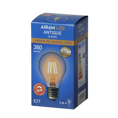 Airam Amber LED-lampe 4,5 W, E27, dimbar