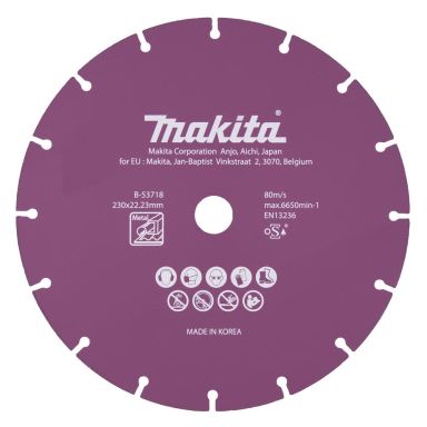 Makita B-53718 Diamantblad 230x1.6x22.23 mm, stål
