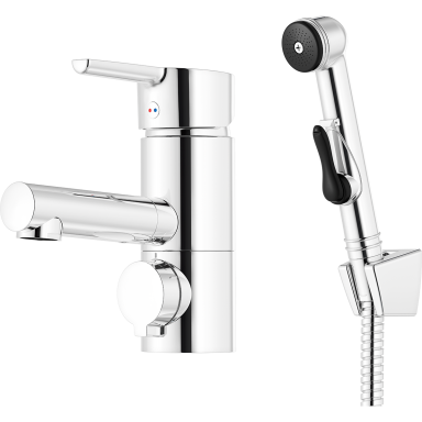 Mora MMIX II 333087 Tvättställsblandare med sidodusch, maskinavstängning, krom