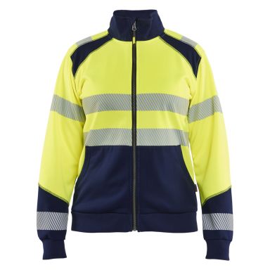 Blåkläder 350825283389M Collegepaita huomioväri, keltainen/tummansininen, täyspitkä vetoketju