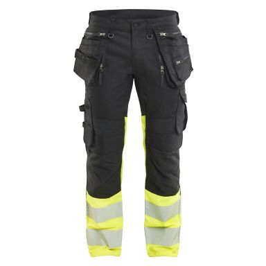 Blåkläder 113011499933C50 Arbeidsbukse varsling, svart/gul