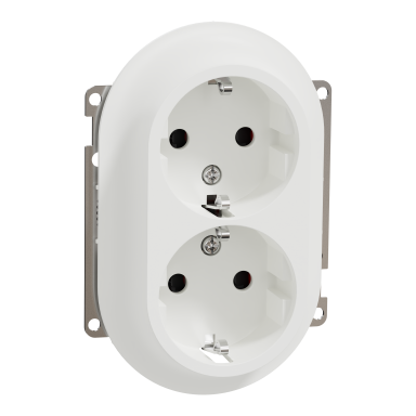 Elko EKO50077 Vegguttak 2-veis, jordet, med senterplate, hurtigkobling