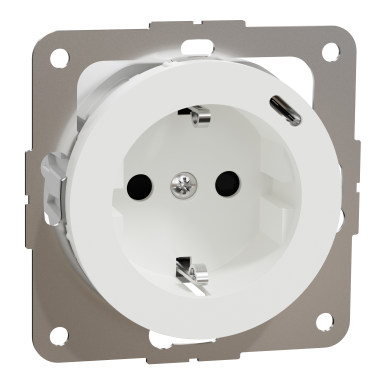 Elko EKO50091 Vegguttak med USB, 1-veis, jordet, hurtigtilkobling