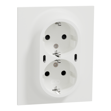 Elko EKO50093 Vegguttak med USB, 2-veis, jordet, skrutilkobling
