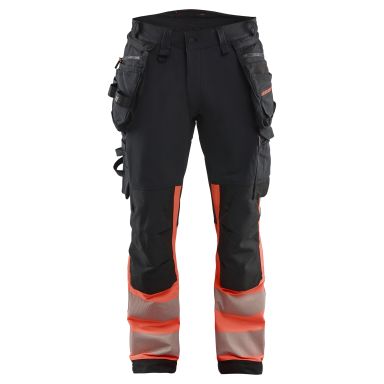 Blåkläder 112516489955C52 Arbeidsbukse varsling, svart/rød