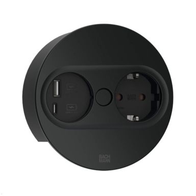 Rutab 946.104 Pistorasia pyöreä, USB A/C, irrotettava kansi