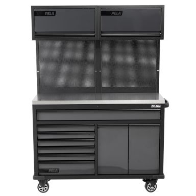 PELA 546228 Arbetsstation med hjul, grå